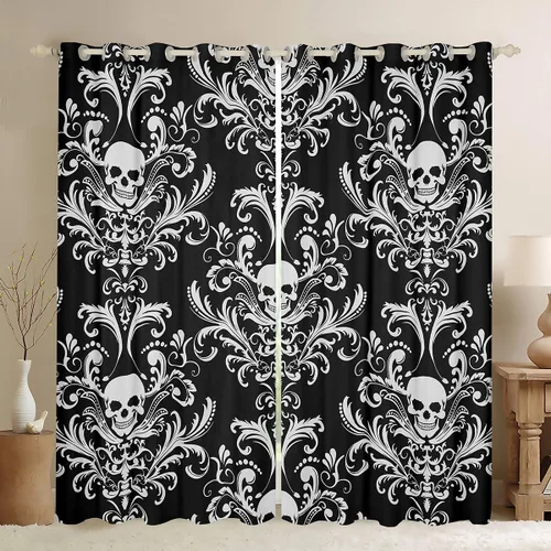 Miniatura 27 de Cortinas y cortinas de damasco turquesa para adultos, cortinas opacas barrocas victorianas antiguas, 2 paneles de 38 pulgadas de ancho x 54 pulgadas