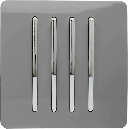 Trendi - Interruptor de luz táctil de 4 bandas de 2 vías artístico moderno brillante de 10 amperios, color gris claro