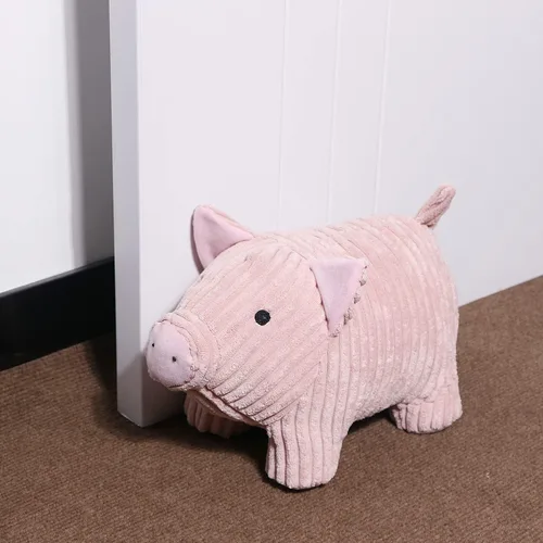 Miniatura 4 de Lindo tope de puerta decorativo para el hogar y la oficina, topes de puerta de piso, protectores de pared pesados de tela con peso animal, cerdo rosa