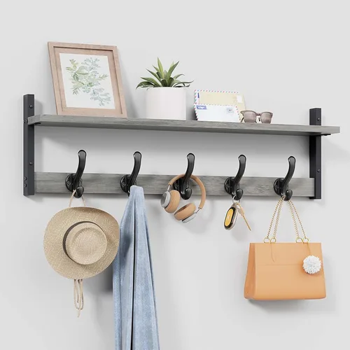 Miniatura 9 de Tatub Perchero rústico de 29 pulgadas con estante, ganchos de pared de entrada con estante, perchas para baño, sala de estar, dormitorio