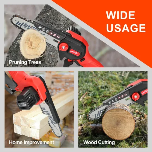 Miniatura 7 de Mini motosierra inalámbrica, portátil de 6 pulgadas, motosierra eléctrica de mano con una sola mano para cortar madera y trabajar la madera, mini