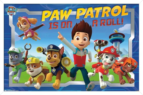 Miniatura 12 de Nickelodeon Paw Patrol - Póster de pared de tripulación, 22.4 pulgadas de largo x 14.7 pulgadas de ancho, versión enmarcada de madera de granero