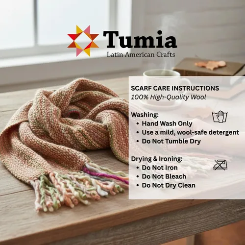 Miniatura 4 de Tumia LAC - Bufanda de lujo extra larga gruesa a rayas - Hecho a mano y muy cálido - Unisex