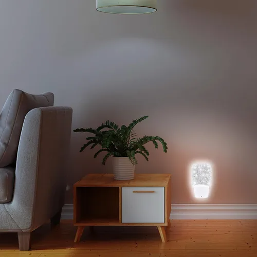 Miniatura 3 de Sumind 2 luces nocturnas con diamantes de imitación plateados, enchufables, con brillo automático, lámpara de noche LED decorativa con sensor de luz