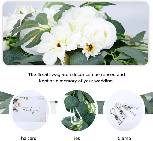 Miniatura 2 de Elegant Design Flores de arco de boda para decoración de telón de fondo, paquete XL de 2 (1 x 45 pulgadas y 1 x 35 pulgadas), flores de arco