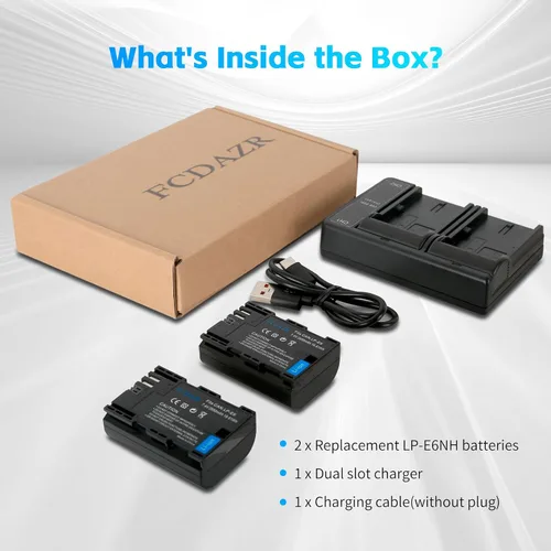 Miniatura 7 de Batería LP-E6 LP-E6N (paquete de 2) y cargador USB dual compatible con cámaras Canon EOS 5D Mark II III IV, 5DS, 5DS R, 6D, 6D Mark II, 7D, 7D Mark