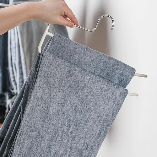 Miniatura 9 de SHIMOYAMA Perchas para pantalones de extremo abierto, paquete de 5, perchas para pantalones de una sola barra, colgador semiabierto para pantalones