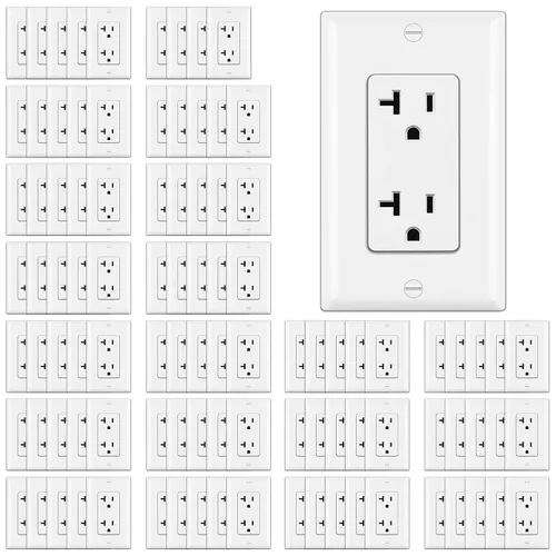 Miniatura 10 de BESTTEN Paquete de 20 tomas de corriente decoradora de pared de 15 amperios, no resistente a manipulaciones, placa de pared incluida
