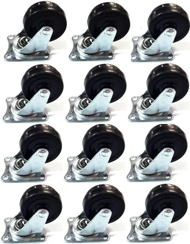 Paquete de 4, 12 o 24 ruedas giratorias de goma con placa superior y rodamientos resistentes