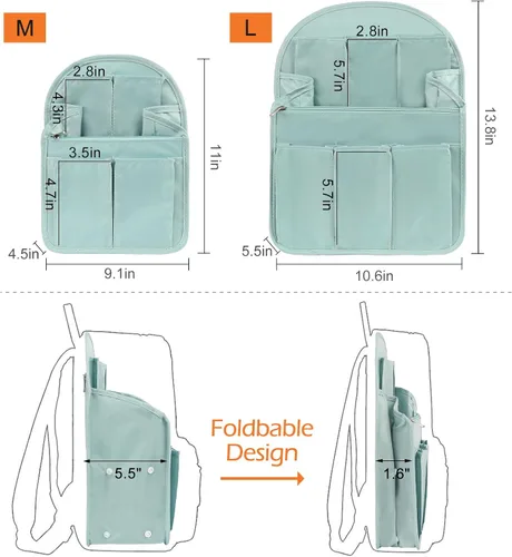 Miniatura 4 de Surblue Organizador de mochila con forro de inserción para colgar mochila de viaje y bolsillo de inserción, divisor de alta capacidad, organizador