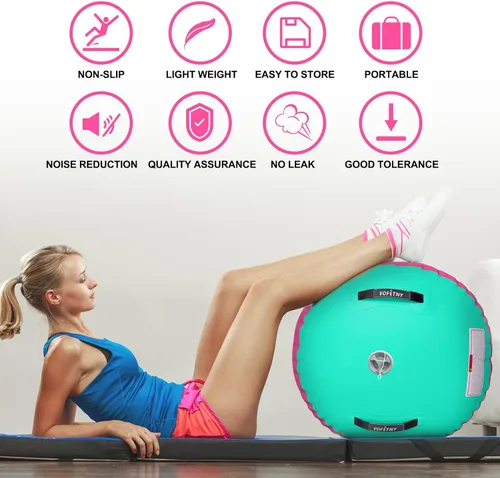 Miniatura 6 de VOFiTNY - Esterilla inflable de gimnasia con pista de caídas y barril de aire octogonal con bomba para uso doméstico/gimnasio Rosa/Menta