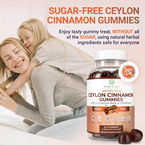Miniatura 5 de Gomitas de canela de Ceilán sin azúcar (2,000 mg/porción), suplemento de canela a base de hierbas veganas, sin gluten, reemplaza cápsulas de canela