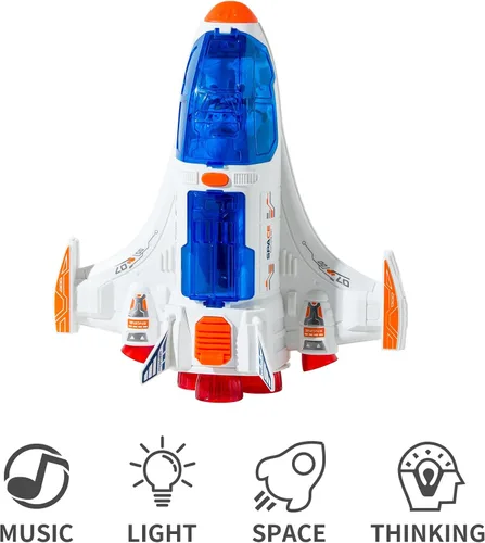 Miniatura 5 de Wbzle Juguete de Transbordador Espacial con Figura de Astronauta - Juguetes Espaciales con Luces y Sonido - Juguete de Nave Cohete para Niños de 3-5
