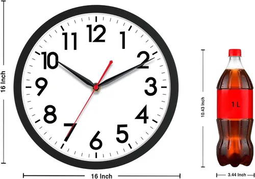 Miniatura 4 de AKCISOT Reloj de pared de 16 pulgadas, grande, silencioso y sin tictac, funciona con pilas, reloj analógico clásico decorativo para sala de estar