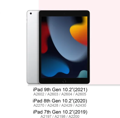 Miniatura 2 de Feams Funda para iPad de 9ª generación, funda triple para iPad 10.2, cubierta trasera transparente con soporte para lápiz y apagado Ángel