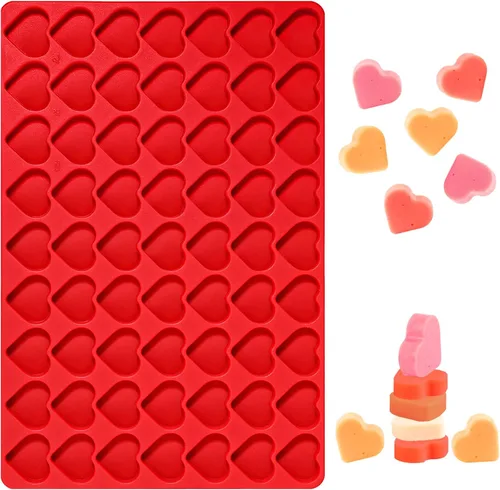 Miniatura 8 de Webake Mini molde de corazón, 150 cavidades, molde de silicona para gomitas, dulces, chocolate, bandeja para hornear para golosinas caseras, Día