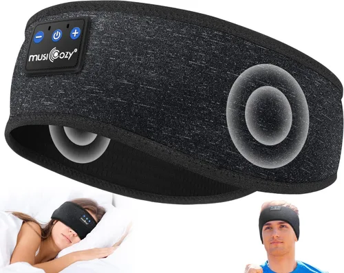 Miniatura 20 de MUSICOZY - Diadema para dormir con auriculares Bluetooth 5.4, audífonos inalámbricos con máscara para los ojos, orejeras HD para entrenamiento
