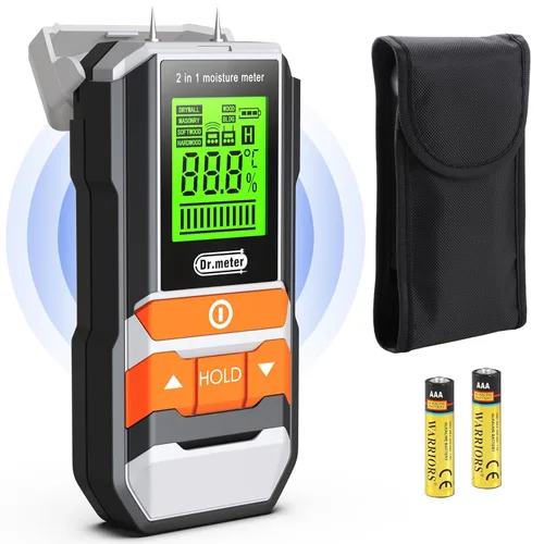 Miniatura 8 de Dr.meter Medidor de Humedad de Madera, 2 en 1 Probador de Humedad con y sin Punta, Sensor Digital de Humedad para Madera, Leña, Yeso, Papel, Piso