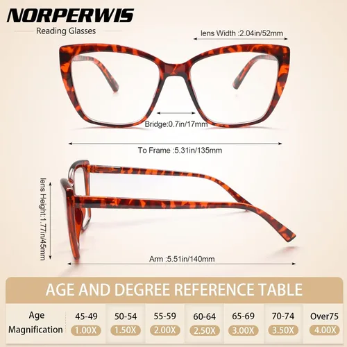 Miniatura 2 de NORPERWIS Gafas de lectura para mujer, bisagra de primavera, lentes de gran tamaño para mujer
