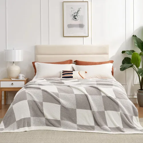 Miniatura 8 de Snuggle Sac - Manta a cuadros, manta roja para sofá, manta de microfibra de franela buffalo a cuadros, mullida, cálida, acogedora, suave, manta