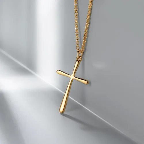 Miniatura 38 de Fettero - Collar con dije de cruz de fe, chapado en oro de 14 K, cadena fina, minimalista, simple, pequeña, para oración, regalo de joyería religiosa