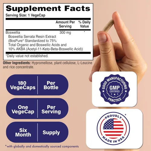 Miniatura 2 de Health Thru Nutrition Boswellia 300mg as Bospure AKBAMAX Ácidos boswélicos de alta potencia 75% AKBA 10% AKBA Apoyo inflamatorio saludable
