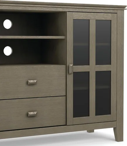 Miniatura 10 de SIMPLIHOME Artisan Mueble para TV de madera maciza de 53 pulgadas de ancho estilo transicional en gris Farmhouse para televisores de hasta 60