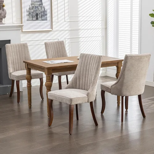 Miniatura 2 de ODUSE-DAILY Juego de 2 sillas de comedor de mediados del siglo en color beige, juego de 2 sillas modernas para cocina y comedor, sillas tapizadas