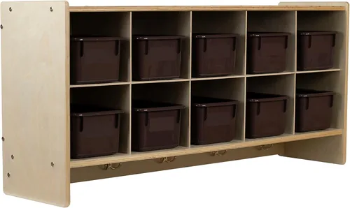 Miniatura 16 de Cubos organizadores de almacenamiento, 10 cubos con ganchos para abrigos, estante colgante de pared para juguetes de niños, guardería, aula, 47 Sin