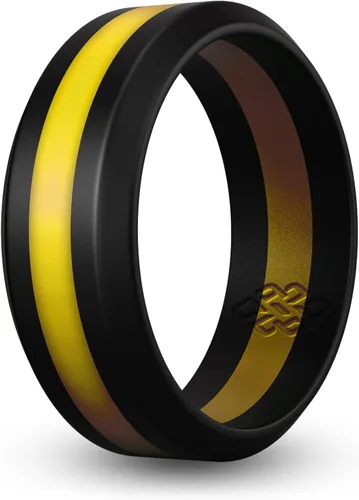Miniatura 18 de Knot Theory Anillo de silicona a rayas para hombres y mujeres – color negro, gris, rojo, azul, naranja, amarillo, púrpura