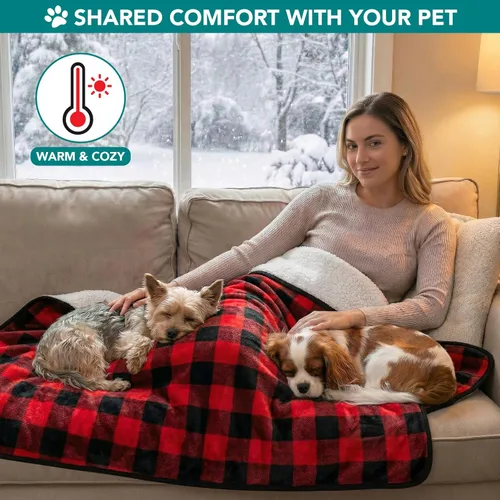 Miniatura 4 de PetAmi Manta impermeable para perros pequeños y medianos, manta para mascotas a prueba de orina para sofá cama, manta reversible a prueba de agua