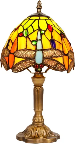 Miniatura 11 de Lámpara de mesa pequeña estilo Tiffany, lámpara de vidrio teñido antiguo de 5 pulgadas, lámpara de mesa de noche para escritorio, para dormitorio