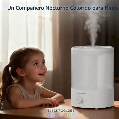 Miniatura 8 de MegaWise Humidificadores de niebla fría de recarga superior saludable para dormitorio, vaporizador de aire ultrasónico de 24 dB con filtro de agua