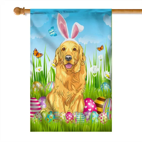 Miniatura 20 de Beagle Happy Easter Day Holiday Flag Funny Dog Wear Bunny Ears Headband Cute for Home Decor (12" x 18") USA Garden Flag Premium Decorative Yard