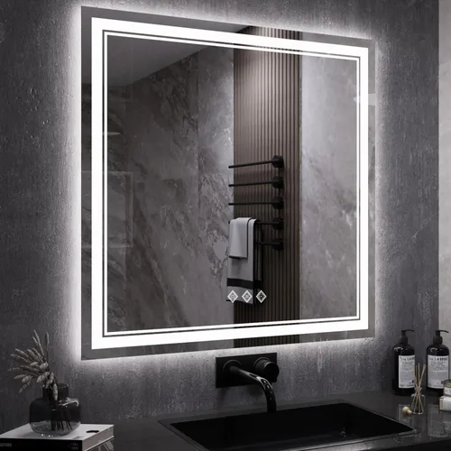 Miniatura 10 de Espejo LED, 20 x 28 pulgadas, gradiente frontal y retroiluminado LED, espejo de baño LED de 3 colores regulables CRI>90, IP54, espejo de baño