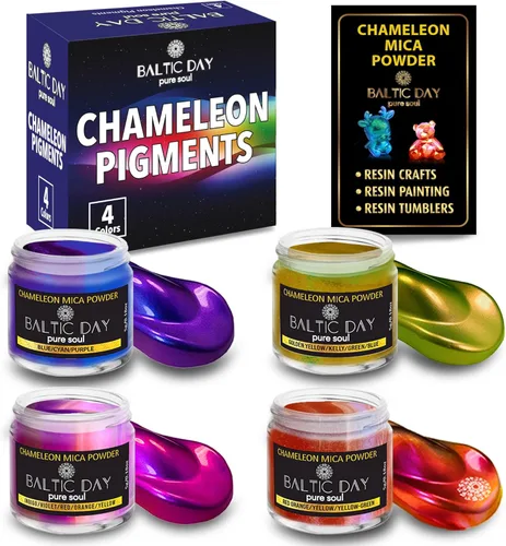 Miniatura 16 de BALTIC DAY - Chameleon Mica Powder, 8 Jars of Color Shift Mica Set - Epoxy Resin Color Pigment - Chameleon Powder Glitter - Holographic Mica Powder