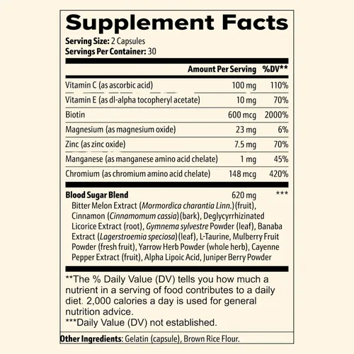 Miniatura 6 de Sun Vitals Glucose Guard - Apoyo metabólico para el bienestar Balance saludable de azúcar en sangre Canela, cromo y complejo botánico 60