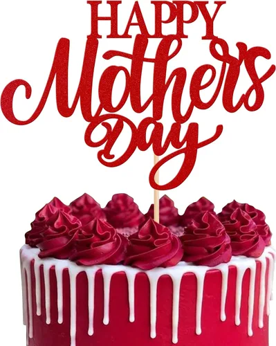 Miniatura 15 de Rsstarxi 1 paquete de decoración para pastel con flores de purpurina con doble corazón Love Mom Best Mom Best Mom Cake Pick Decoraciones para feliz