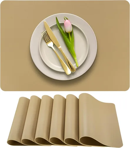 Miniatura 22 de More Décor - Juego de 6 manteles individuales de piel sintética para mesa de comedor, impermeables, lavables, resistentes a las manchas y al calor