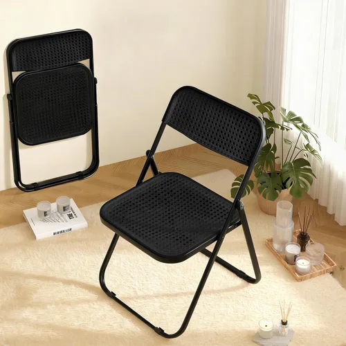 Paquete de 2 sillas plegables de plástico, sillas plegables de plástico, sillas de fiesta portátiles para interiores y exteriores, asientos