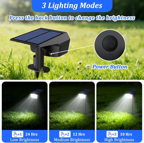 Miniatura 2 de Sucolite Paquete de 8 Luces Solares Tipo Foco para Exteriores Impermeables IP65, 3 Modos de Iluminación Focos Solares para Paisajismo 2-en-1