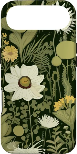 Miniatura 26 de iPhone 13 Wildflower, patrón de flores botánicas verdes, funda de flores silvestres boho
