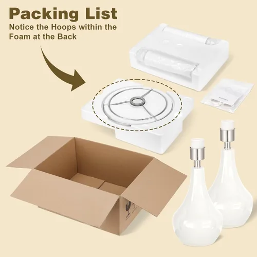 Miniatura 8 de Seealle Lámparas de Mesa de Cerámica Modernas para Mesitas de Noche - Juego de 2 Lámparas de Cabecera para Mesita de Noche, Lámpara Blanca
