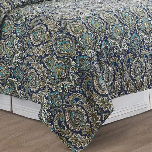Miniatura 4 de C&F Home Kingstown - Juego de edredón de damasco de cachemira de 2 piezas, versátil para primavera y verano, floral, botánico, geométrico