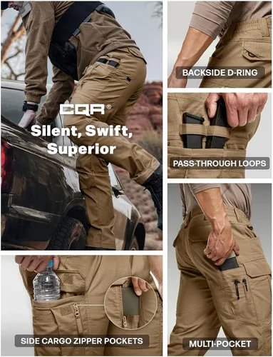 Miniatura 106 de CQR – Pantalones tácticos elásticos tipo cargo para hombre, resistentes al agua, de tela ripstop (antidesgarros), ligeros, ideales para uso diario