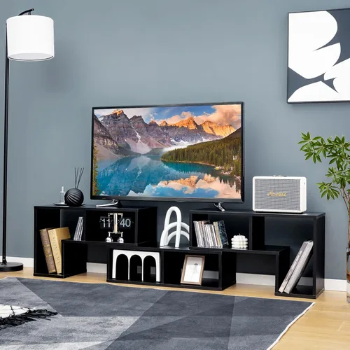Miniatura 4 de KOTEK Soporte de TV para TV de 50, 55, 60, 65 pulgadas, organizador de estantería de combinación gratuita, mesa consola de TV con estantes