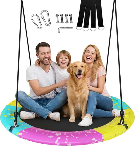 Columpio de árbol, columpio de platillo de 43 pulgadas/48 pulgadas para niños y adultos, juegos de columpios aprobados por ASTM con capacidad de