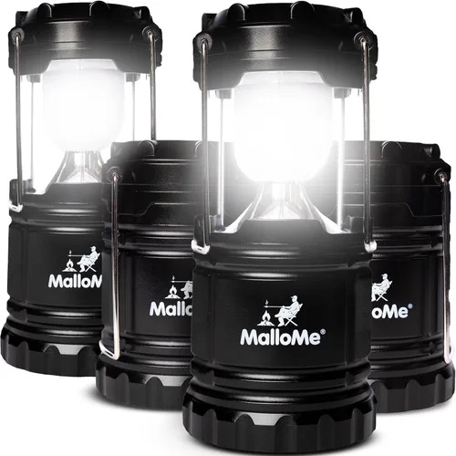 MalloMe Linterna de Camping Multicolor Paquete de 4 Linternas para Cortes de Energía, Luces de Camping para Colgar en Tiendas, Lámpara de Tienda de