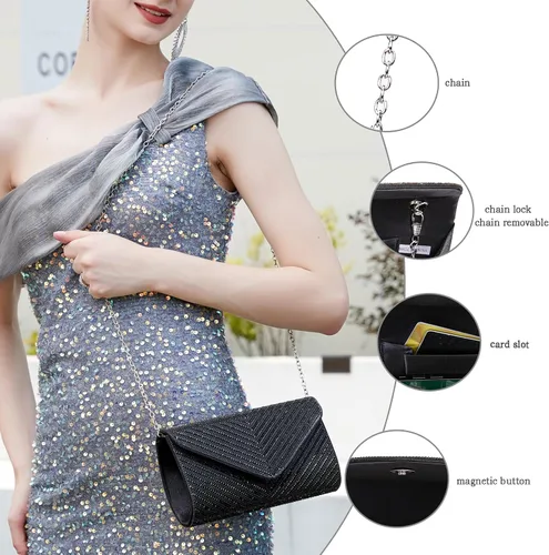 Miniatura 4 de Bolsos de noche para mujer, sobre de embrague, bolsos cruzados para mujer, bolsa de boda con diamantes de imitación, bolsa de hombro para mujer