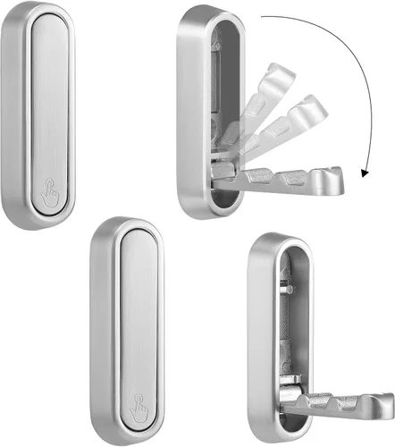 Miniatura 15 de Dntorx Ganchos plegables de pared, 2 piezas ganchos plegables negros para abrigos de alta resistencia, gancho plegable, ganchos para toallas